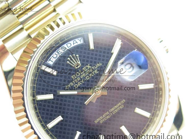 Black 40mm YG 228239 904 Version YG Bracelet Dial Markers BP A2836 Stick New Day-Date Dial on President 0420